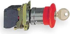 SCHNEIDER ELECTRIC XB4BS9445 Emergency Stop Push Button, 22 mm, 1NO/1NC, Red