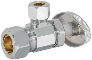 ZORO SELECT 04348LF Supply Stop,Angle,5/8" Inlet,3/8" Outlet