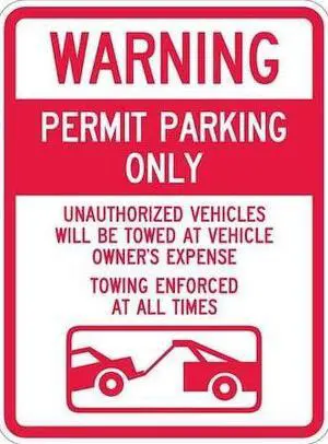 LYLE T1-1065-HI_18x24 Permit Parking Sign, 18" W, 24" H, English, Aluminum,