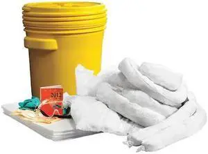 CONDOR 35ZR94 Spill Kit, 14 gal Volume Absorbed per Kit, 20 gal Capacity, Drum,