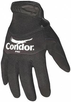 CONDOR 42KZ78 Mechanics Gloves, 2XL, Black, Single Layer and Seamless,