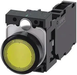SIEMENS 3SU1102-0AB30-1FA0 Illuminated Push Button,Yellow,22mm,LED