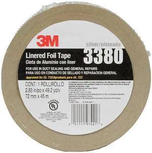 3M 3380 Foil Tape with Liner, 2-53/64inx49yd, Slvr
