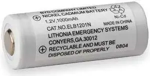 LITHONIA LIGHTING ELB 1201N Battery, Nickel Cadmium, 1.2V, 1A/HR., Depth: 11/16