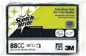 SCOTCH-BRITE 88CC Scouring Pad,5" L x 3-1/2" W,Blue,PK10