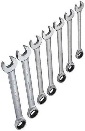 WESTWARD 54DG23 Ratcheting Wrench Set,SAE,7 pcs.