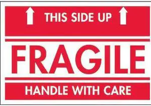 TAPECASE 16U869 2" x 3" Adhesive Back Shipping Labels, Fragile This Side Up,