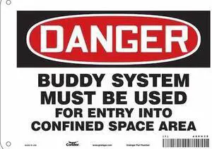 CONDOR 465H38 Safety Sign, 7 in Height, 10 in Width, Aluminum, Vertical