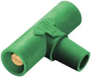HUBBELL WIRING DEVICE-KELLEMS HBLPTGN Paralleling Tee,Grn,Female-Male-Male