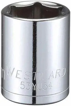 WESTWARD 53YU34 WESTWARD 1/2 in Drive, 22mm Hex Metric, Socket, 6 Points,