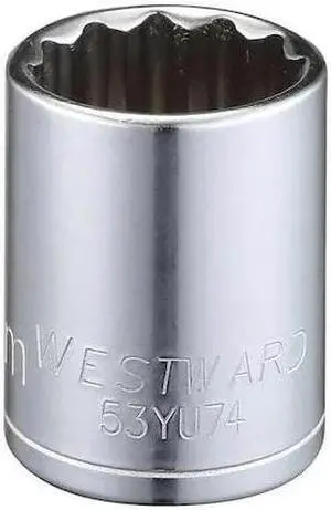 WESTWARD 53YU74 1/2" Drive, Metric Socket, 23mm Socket Sz, 12 Pts