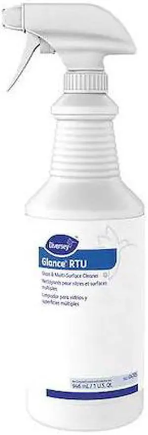 DIVERSEY 04705 Liquid Glass Cleaner, Blue, Unscented, Trigger Spray Bottle, 12