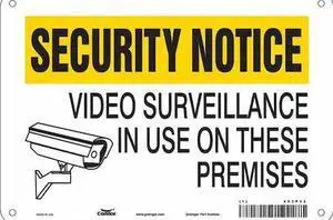 CONDOR 453P02 Security Sign, 7 in H, 10 in W, Aluminum, Vertical Rectangle,