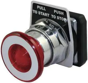 DAYTON 30G367 Push Button operator, 30 mm, Red