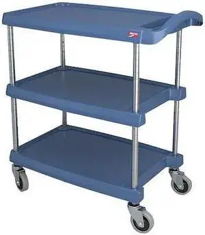 METRO MY1627-34BU Utility Cart with Antimicrobial Lipped Plastic Shelves,