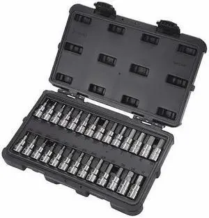 WESTWARD 54TL64 3/8" Drive Socket Bit Set, Metric, 27pcs