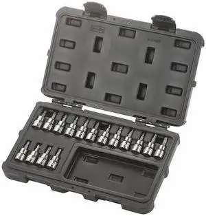 WESTWARD 54TN67 3/8" Drive Socket Bit Set, Metric, 16pcs