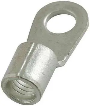 POWER FIRST 4FRL3 Ring Terminal, 1/4 in Stud Size, 6 AWG, 600 V, Bare