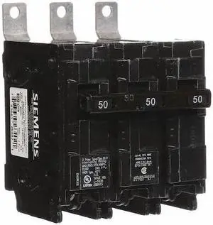 SIEMENS B350H Miniature Circuit Breaker, BL Series, 50A, 3 Pole, 240V AC, 22kA