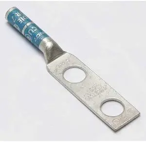 BURNDY YA6C2TC38 Two Hole Lug Compression Connector, 6 AWG, Length: 3.22 in