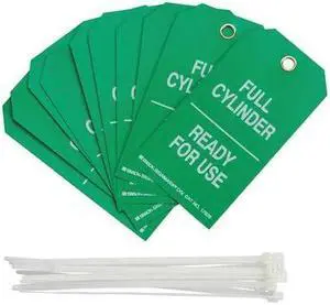 BRADY 17926 Cyl Stat Tag,5-3/4 x 3 In,Wht/Grn,PK10