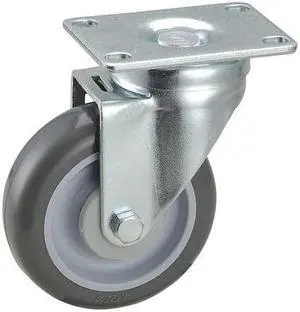 ZORO SELECT 2G043 Swivel Plate Caster,4 in Dia,300 lb,Gray
