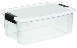 STERILITE 19849806 Clear/White Storage Tote 18 1/8 in x 12 1/4 in x 7 in H, 1 PK STERILITE 19849806 Clear/White Storage Tote 18 1/8 in x 12 1/4 in x 7 in H, 1 PK