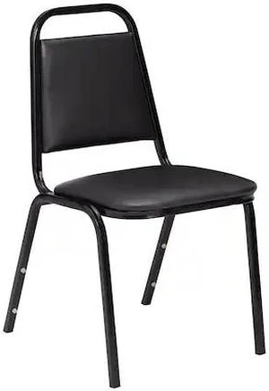 NATIONAL PUBLIC SEATING 9110-B Stacking Chair, 9100 Series, Vinyl Black