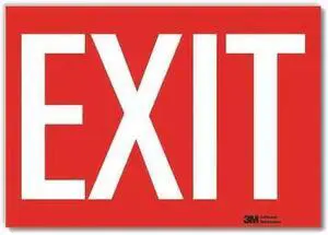 LYLE U1-1016-RD_14X10 Exit Sign, Vinyl, 14" W, 10" H, Exit, White