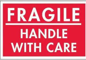 TAPECASE 16U866 2" x 3" Adhesive Back Shipping Labels, Fragile Handle with