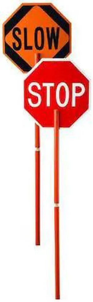 ZORO SELECT 03-822P Traffic Paddle Sign, 2-Sided Stop/Slow, Engineer