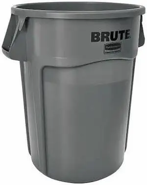 RUBBERMAID FG264360GRAY 44 gal. Plastic Round Trash Can, Gray