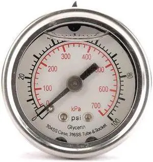 ZORO SELECT 4CFL5 Commercial Pressure Gauge, 0 to 100 psi, 1 1/2 in Dial, 1/8