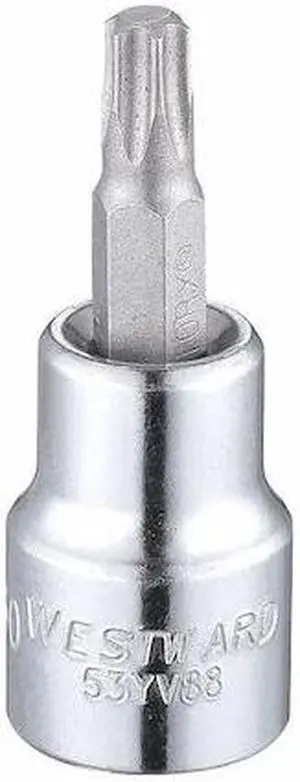 WESTWARD 53YV88 3/8" Drive, T30 Tip, Socket Bit, 6 Pts.