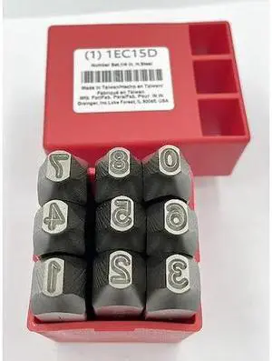 ZORO SELECT 1EC15 Number Set,1/4 In. H,Steel