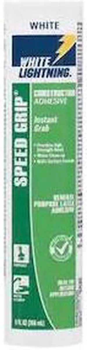 WHITE LIGHTNING W70100010 Construction Adhesive, 9 oz, Cartridge, Whites,