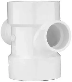 ZORO SELECT 1WJT6 PVC Sanitary Tee, Hub, 3 in x 3 in x 1 1/2 in x 1 1/2 in Pipe