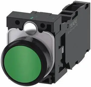 SIEMENS 3SU1100-0AB40-1FA0 Push Button,22mm,Green,Plastic Bezel