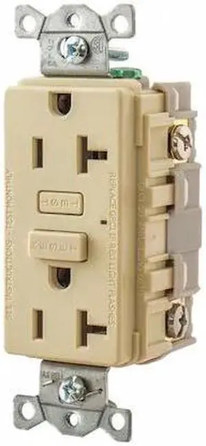 BRYANT GF20I GFCI Receptacle, Self-Testing, 2 Poles