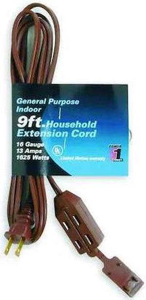 POWER FIRST 1FD68 SPT-2 Extension Cord, 16 AWG, Indoor, 16/2, 3 Outlets, 1-15R,