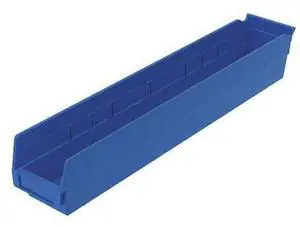 AKRO-MILS 30124BLUE Shelf Storage Bin, Plastic, Blue, 4 in H, 4 1/8 in W, 23 AKRO-MILS 30124BLUE Shelf Storage Bin, Plastic, Blue, 4 in H, 4 1/8 in W, 23