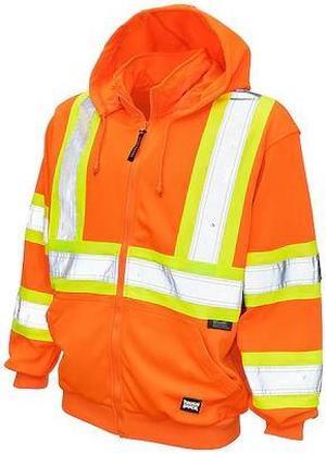 TOUGH DUCK S49411 Large Hi-Vis Hooded Sweatshirt, Orange