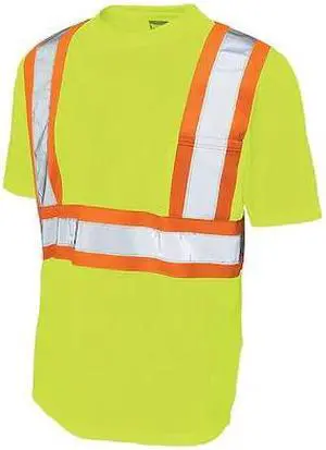 TOUGH DUCK S39211 High Visibility Short Sleeve Shirt, 2, R, Polyester,