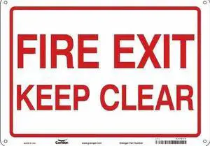 CONDOR 467U16 Safety Sign Emergency Exit, Aluminum, 14 in W, 10 in H, FIRE EXIT