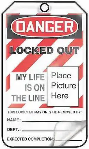 ACCUFORM MLT609LPM Lockout Tag, Danger, Plastic, 3 1/4 in Width, 5 3/4 in