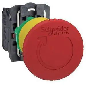 SCHNEIDER ELECTRIC XB5AS8445 Emergency Stop Push Button, 22 mm, 1NO/1NC, Red
