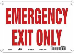 CONDOR 467R45 Exit Sign, Plastic, 10" W, 7" H, Emergency Exit Only, White
