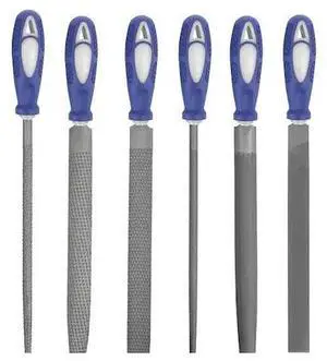 WESTWARD 10Z760 Hand File Set,Bastard/Smooth,6 In L,6 Pc