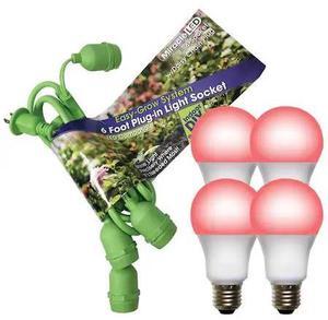 MIRACLE LED 602266 Grow LED Light Cord System 4 Socket & LED Red Spectrum Grow