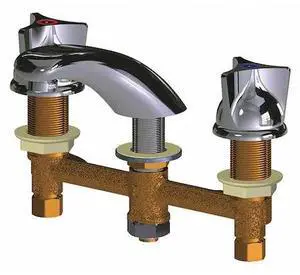 CHICAGO FAUCET 404-V950E66ABCP Manual Low Arc Bathroom Faucet, 8" Mount,
